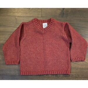 Vintage Baby Gap Red Rust V-Neck Sweater 3T Cotton Wool Blend 90s